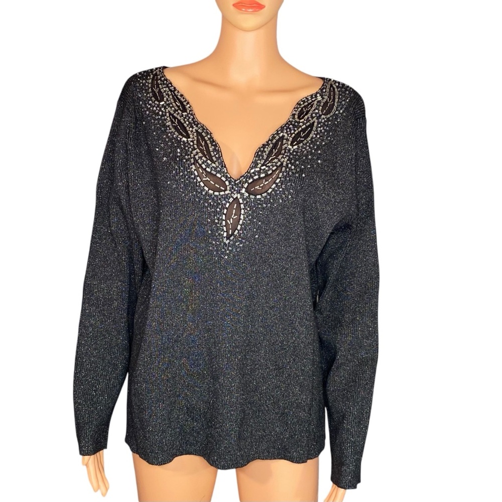 Colleen Lopez Metallic Black Sweater